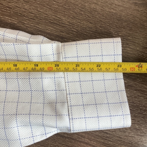 EUC Mens Cremieux Slim Fit White & Blue Prima Cotton Button Down Size 16/34 - Picture 5 of 8